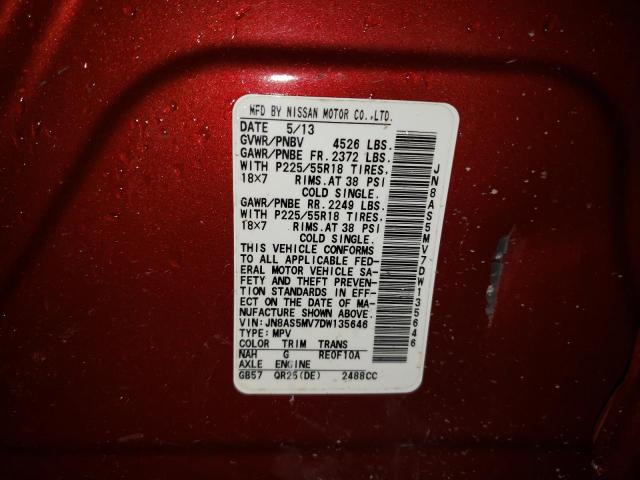 Photo 9 VIN: JN8AS5MV7DW135646 - NISSAN ROGUE S 