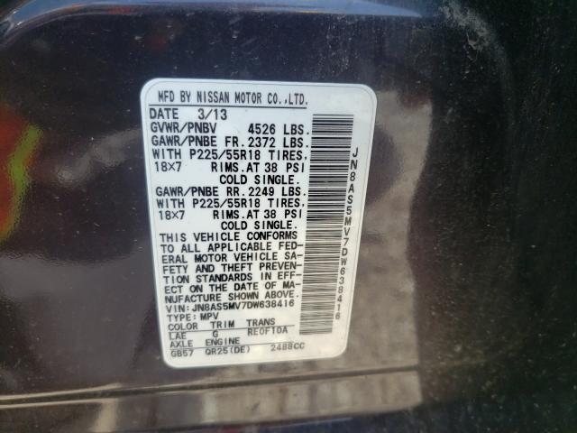 Photo 9 VIN: JN8AS5MV7DW638416 - NISSAN ROGUE S 