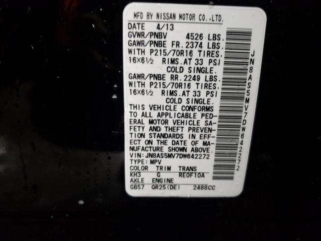 Photo 12 VIN: JN8AS5MV7DW642272 - NISSAN ROGUE S 