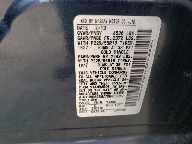 Photo 12 VIN: JN8AS5MV7DW653997 - NISSAN ROGUE S 