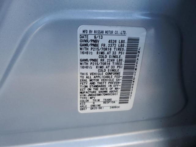 Photo 12 VIN: JN8AS5MV7DW663901 - NISSAN ROGUE S 