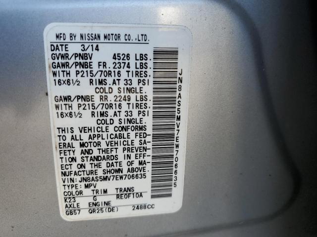 Photo 13 VIN: JN8AS5MV7EW706635 - NISSAN ROGUE SELE 