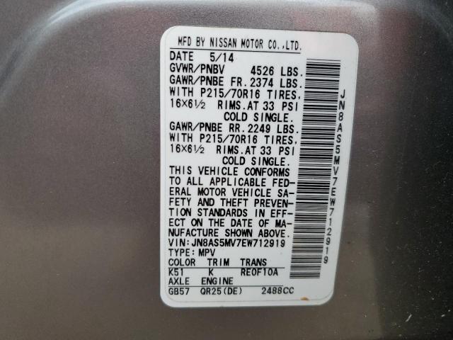 Photo 12 VIN: JN8AS5MV7EW712919 - NISSAN ROGUE 