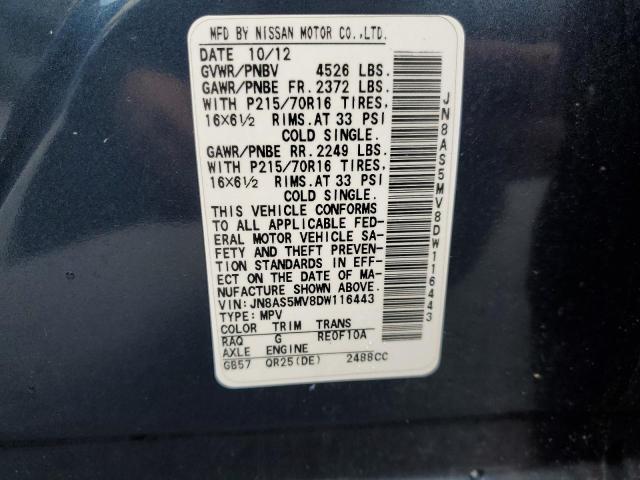 Photo 12 VIN: JN8AS5MV8DW116443 - NISSAN ROGUE S 