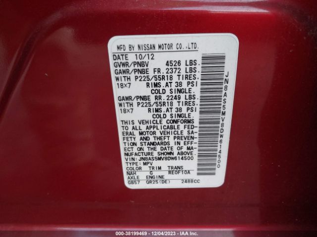 Photo 8 VIN: JN8AS5MV8DW614500 - NISSAN ROGUE 