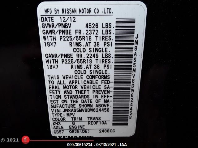 Photo 8 VIN: JN8AS5MV8DW624458 - NISSAN ROGUE 