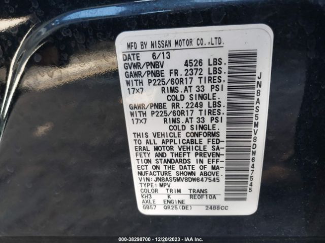 Photo 8 VIN: JN8AS5MV8DW647545 - NISSAN ROGUE 