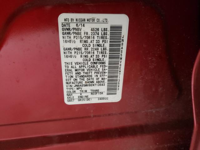 Photo 9 VIN: JN8AS5MV8EW713593 - NISSAN ROGUE SELE 