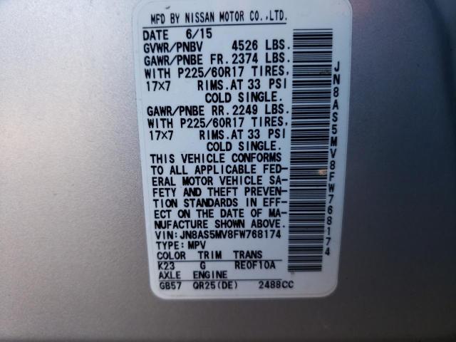 Photo 12 VIN: JN8AS5MV8FW768174 - NISSAN ROGUE SELE 