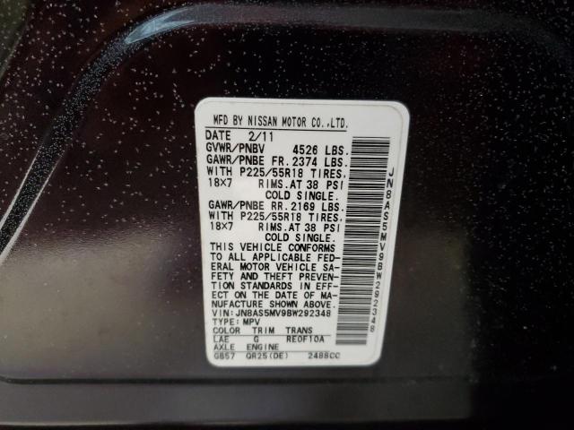 Photo 12 VIN: JN8AS5MV9BW292348 - NISSAN ROGUE S 