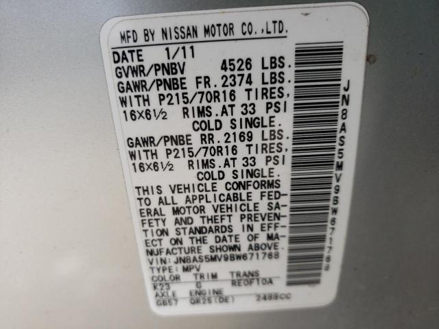 Photo 9 VIN: JN8AS5MV9BW671768 - NISSAN ROGUE S 