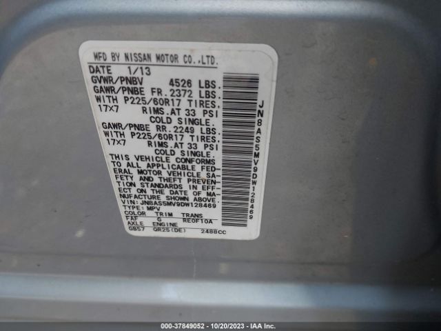 Photo 8 VIN: JN8AS5MV9DW128469 - NISSAN ROGUE 