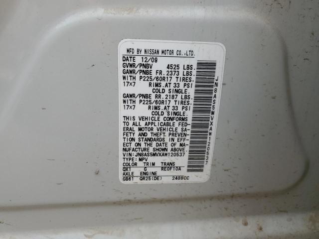 Photo 11 VIN: JN8AS5MVXAW120537 - NISSAN ROGUE S 