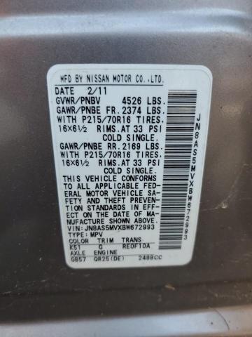 Photo 11 VIN: JN8AS5MVXBW672993 - NISSAN ROGUE S 