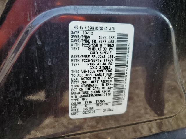 Photo 12 VIN: JN8AS5MVXDW610108 - NISSAN ROGUE S 