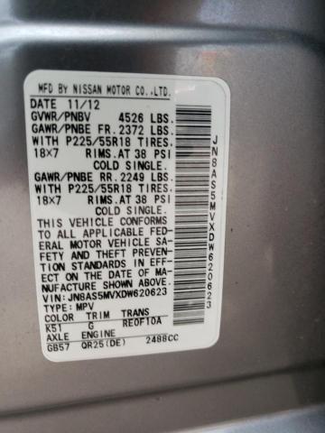 Photo 12 VIN: JN8AS5MVXDW620623 - NISSAN ROGUE 