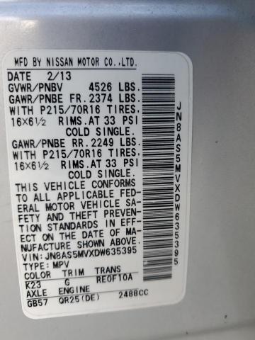 Photo 11 VIN: JN8AS5MVXDW635395 - NISSAN ROGUE S 