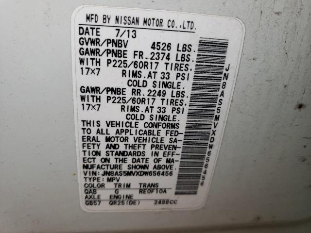 Photo 12 VIN: JN8AS5MVXDW656456 - NISSAN ROGUE S 