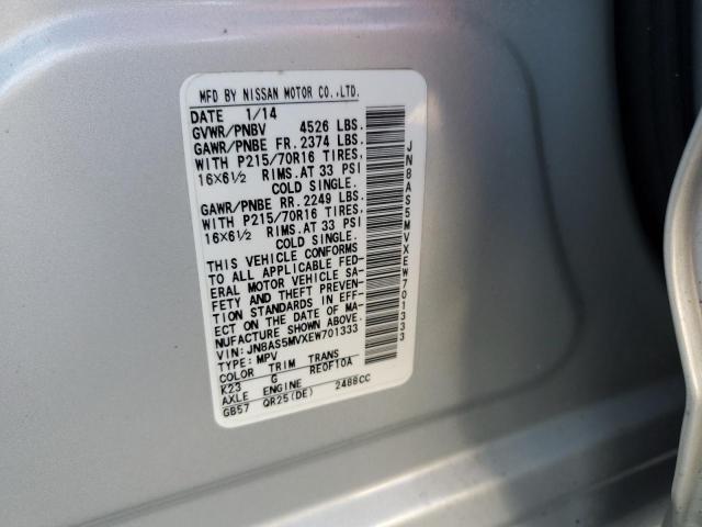 Photo 13 VIN: JN8AS5MVXEW701333 - NISSAN ROGUE SELE 