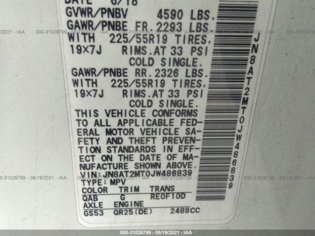 Photo 8 VIN: JN8AT2MT0JW486839 - NISSAN ROGUE 