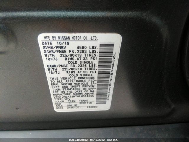 Photo 8 VIN: JN8AT2MT0LW014305 - NISSAN ROGUE 