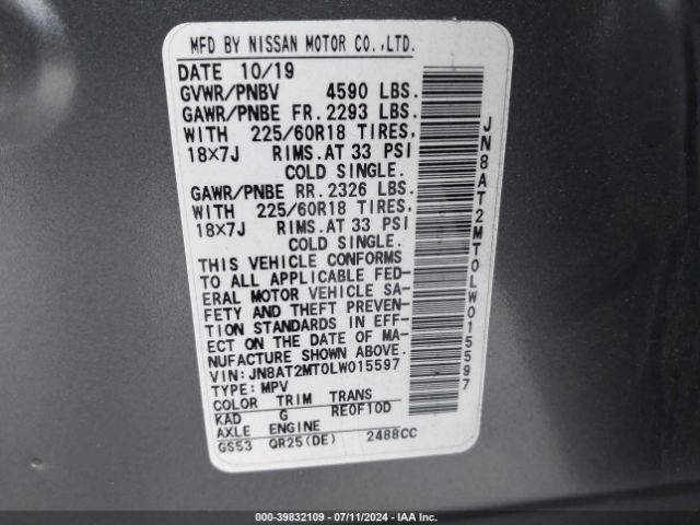 Photo 8 VIN: JN8AT2MT0LW015597 - NISSAN ROGUE 