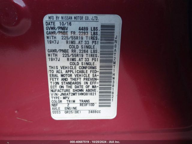 Photo 8 VIN: JN8AT2MT1HW381821 - NISSAN ROGUE 