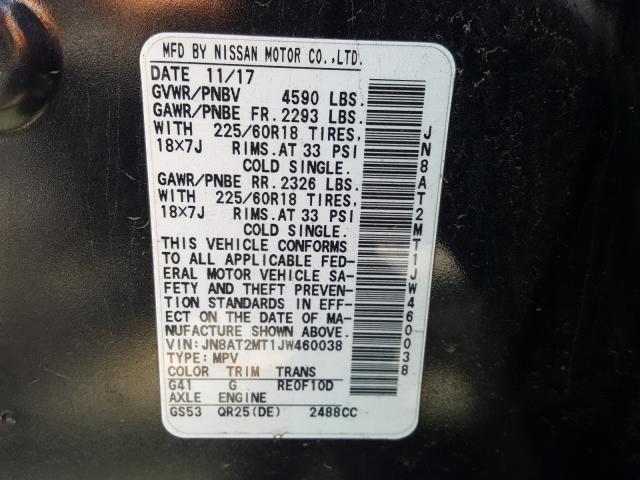 Photo 9 VIN: JN8AT2MT1JW460038 - NISSAN ROGUE S 