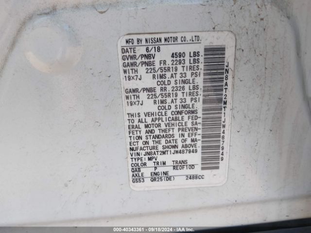 Photo 8 VIN: JN8AT2MT1JW487949 - NISSAN ROGUE 