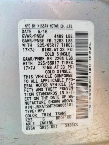 Photo 9 VIN: JN8AT2MT2GW006101 - NISSAN ROGUE S 