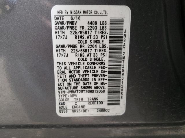 Photo 9 VIN: JN8AT2MT2GW012058 - NISSAN ROGUE S 