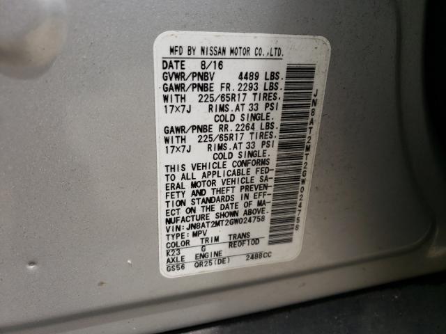 Photo 9 VIN: JN8AT2MT2GW024758 - NISSAN ROGUE S 