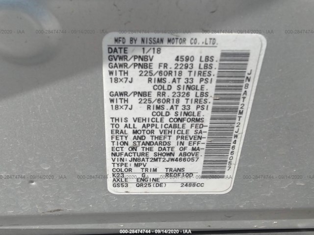 Photo 8 VIN: JN8AT2MT2JW466057 - NISSAN ROGUE 