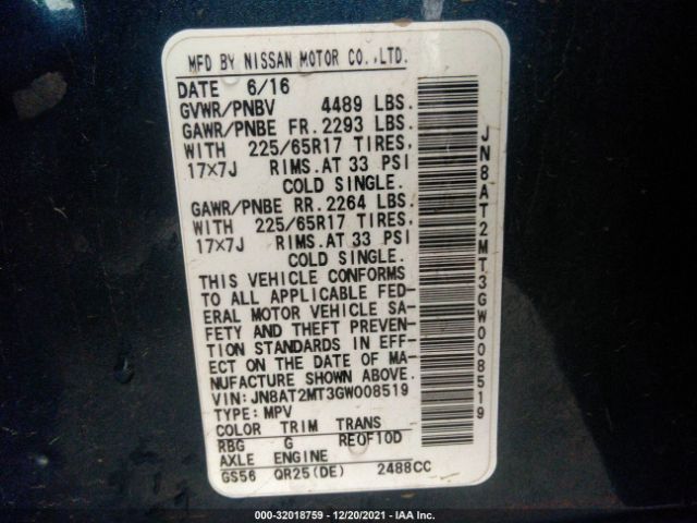 Photo 8 VIN: JN8AT2MT3GW008519 - NISSAN ROGUE 