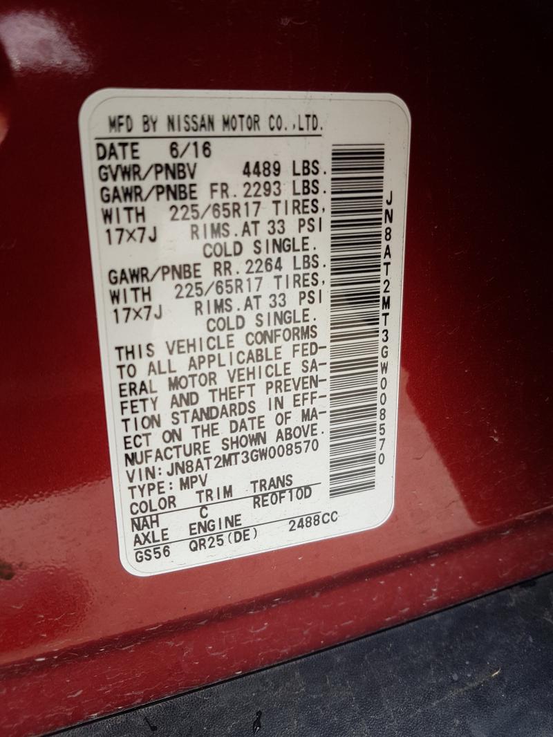 Photo 9 VIN: JN8AT2MT3GW008570 - NISSAN ROGUE 