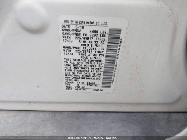 Photo 8 VIN: JN8AT2MT3GW025983 - NISSAN ROGUE 