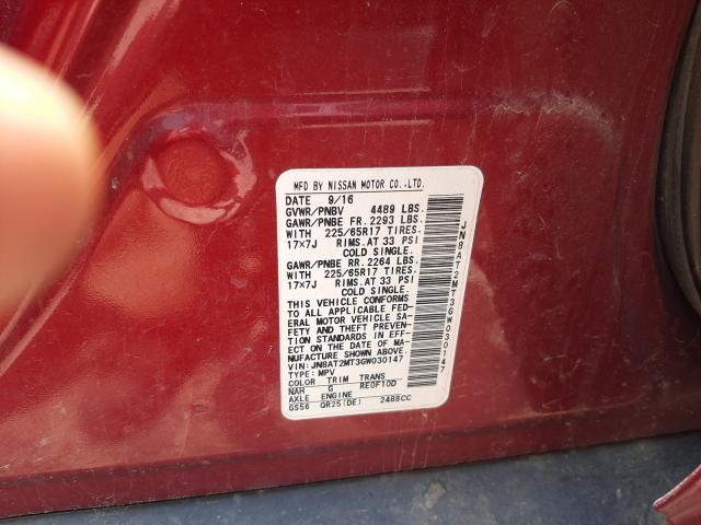 Photo 9 VIN: JN8AT2MT3GW030147 - NISSAN ROGUE S 