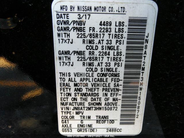 Photo 8 VIN: JN8AT2MT3HW150872 - NISSAN ROGUE 