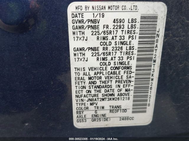 Photo 8 VIN: JN8AT2MT3KW261218 - NISSAN ROGUE 