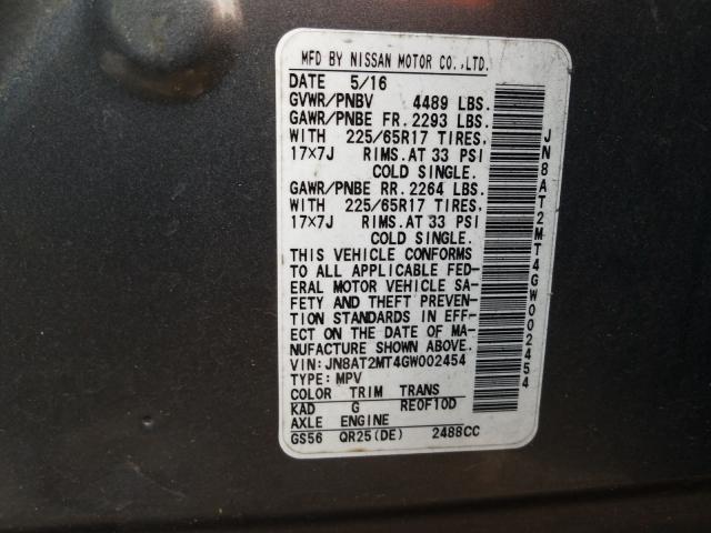 Photo 9 VIN: JN8AT2MT4GW002454 - NISSAN ROGUE 