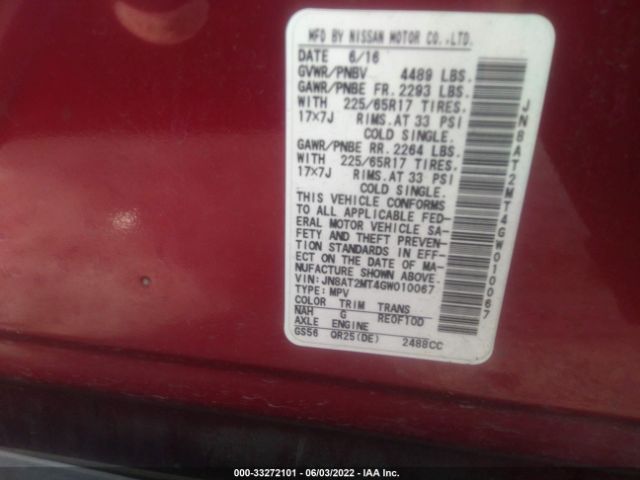 Photo 8 VIN: JN8AT2MT4GW010067 - NISSAN ROGUE 