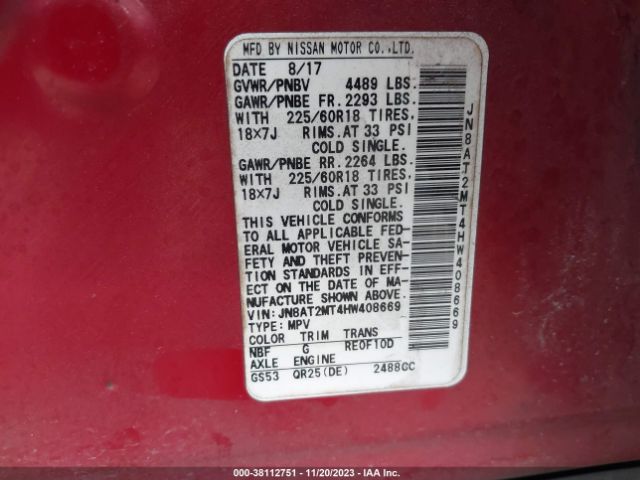 Photo 8 VIN: JN8AT2MT4HW408669 - NISSAN ROGUE 