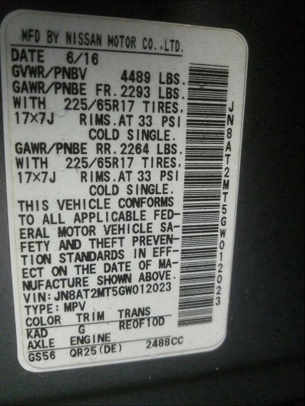 Photo 9 VIN: JN8AT2MT5GW012023 - NISSAN ROGUE S 