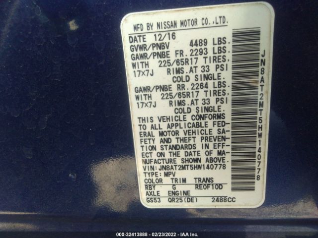 Photo 8 VIN: JN8AT2MT5HW140778 - NISSAN ROGUE 