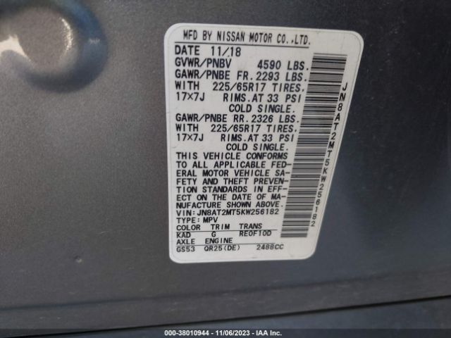 Photo 8 VIN: JN8AT2MT5KW256182 - NISSAN ROGUE 