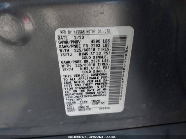 Photo 8 VIN: JN8AT2MT5LW040592 - NISSAN ROGUE 