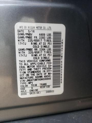 Photo 9 VIN: JN8AT2MT6GW006666 - NISSAN ROGUE S 