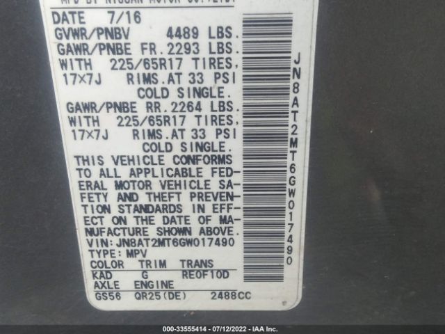 Photo 8 VIN: JN8AT2MT6GW017490 - NISSAN ROGUE 