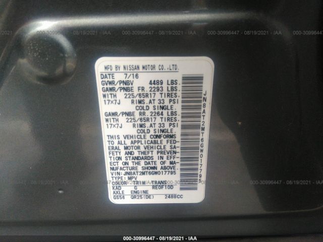 Photo 8 VIN: JN8AT2MT6GW017795 - NISSAN ROGUE 