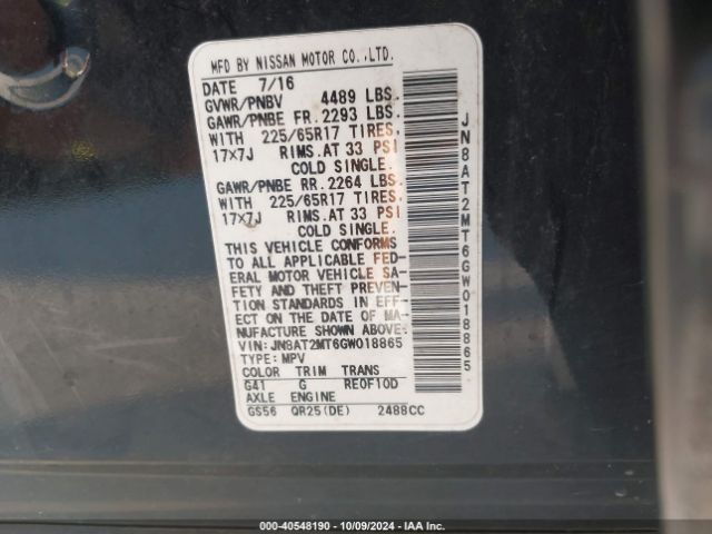 Photo 8 VIN: JN8AT2MT6GW018865 - NISSAN ROGUE 